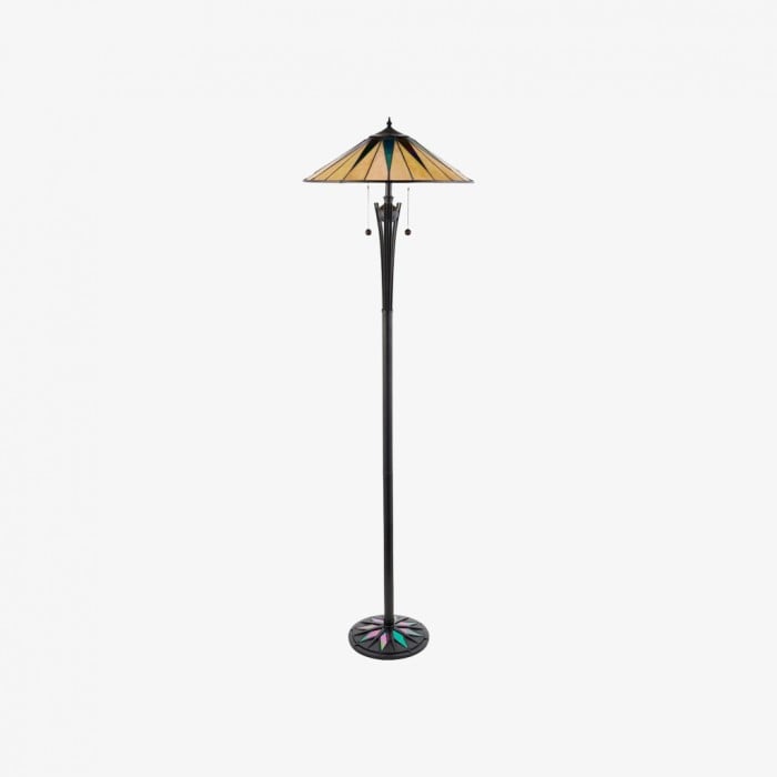 TF Dark Star Tiffany Art Glass Floor Lamp - Vintage-Inspired Metal Base Accent Lighting HL2072