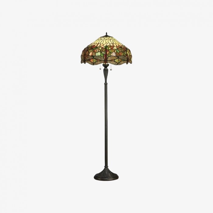 TF Dragonfly Motif Floor Lamp - Vintage Stained-Glass for Living Rooms HL2130