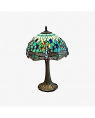 TF Fargo Geometrisk Tiffany-lampa - Accentbelysning i bärnstensfärgad och krämfärgad glas för sovrum eller arbetsrum HL2206