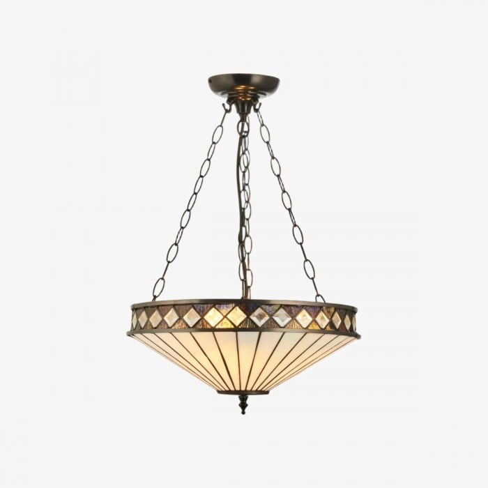 Lampada a sospensione regolabile TF Fargo con paralume invertito ispirato alle vetrate colorate per isola e sala da pranzo