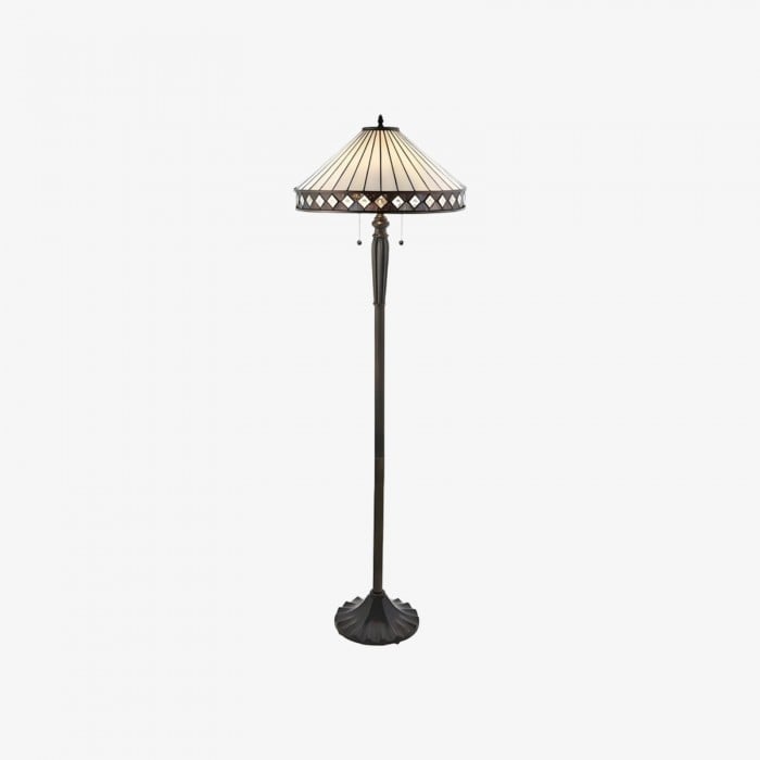 Lampa podłogowa Tiffany w geometrycznym stylu art déco TF Fargo do salonu, oświetlenie narożne HL2053