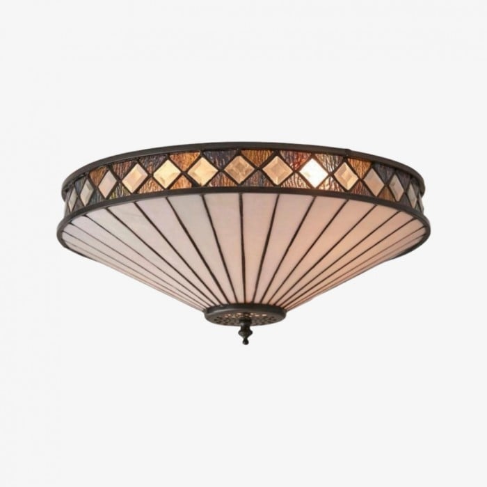 TF Fargo Geometrisk Infälld Lampa - Handgjord Art Deco Lampa i Målat Glas för Entré HL2209