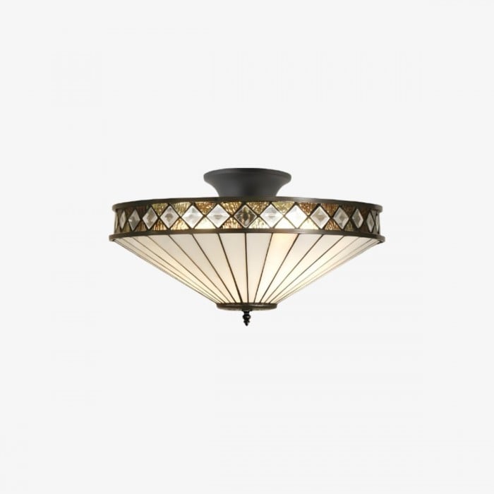 TF Fargo taklampa med halv infälld konstruktion - En klassisk dekorationslampa med dekorativ glasskärm för användning i flera