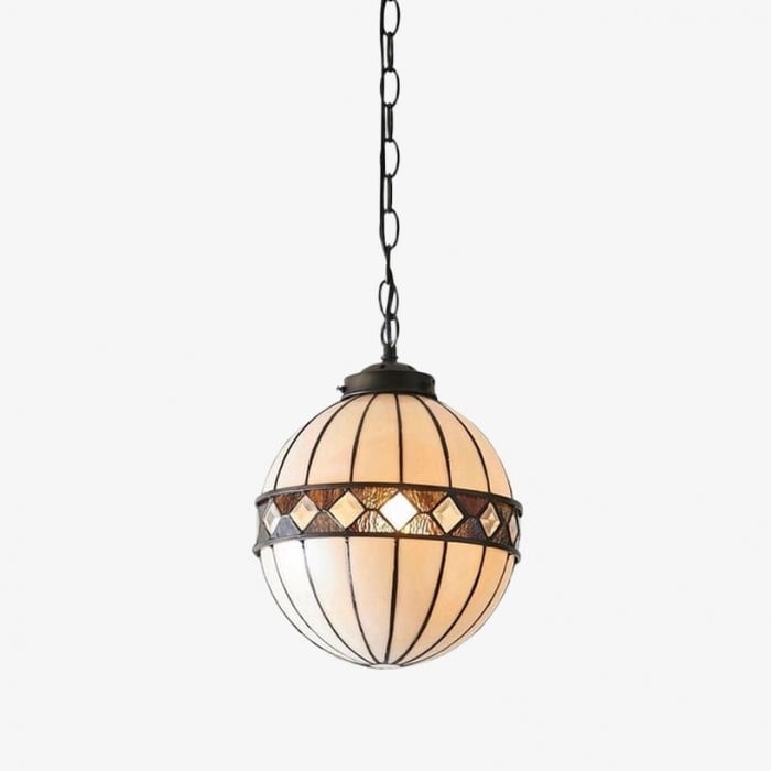 Suspension globe style Tiffany TF Fargo - Sphère lumineuse en verre d'art fabriquée à la main pour îlot de cuisine HL2233