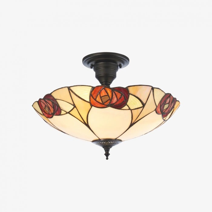 TF Ingram handgemaakte plafondlamp van gebrandschilderd glas - Vintage Art Deco Tiffany-lamp voor de eetkamer HL2219