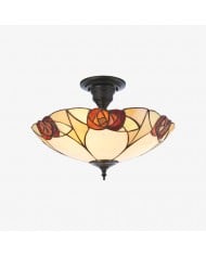 TF Hutchinson Tiffany plafondlamp met Mackintosh rozet voor woon- en eetkamers HL2098