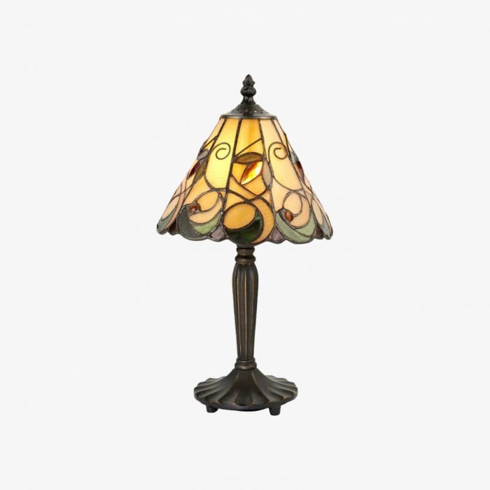 TF Jamelia Classic Stained Glass Table Light Lamp - Handcrafted Glass Light for Bedroom HL2051