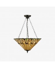 TF Ingram Tiffany hanglamp - Vintage handgemaakte lampenkap van gebrandschilderd glas met bloemenmotief voor de eetkamer HL2229