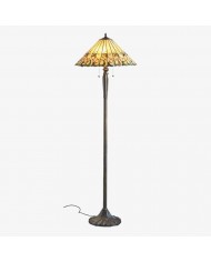 Lámpara de pie vintage Serena de latón - Estructura de hierro con pantalla de lino para salas de estar y rincones de lectura