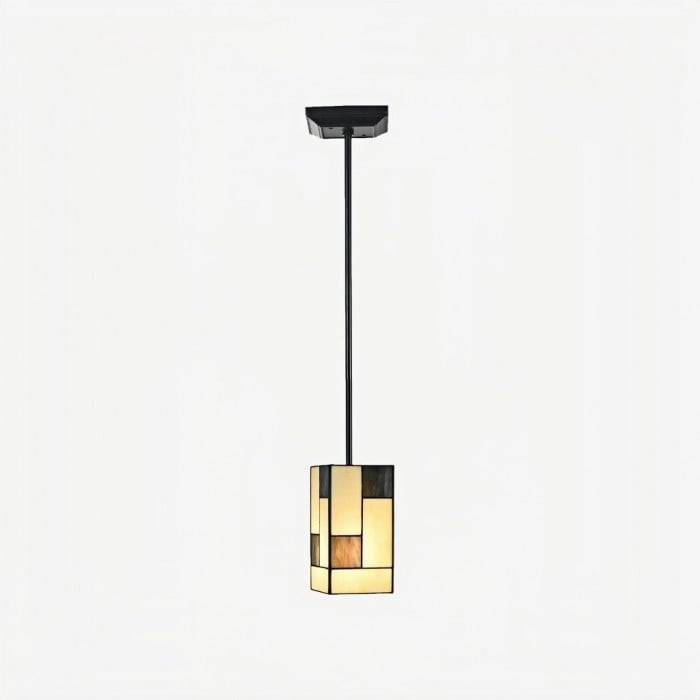 TF Manchester Art Deco Hanglamp - Geometrische Hanglamp met Glas-in-lood voor Woonkamer of Eetkamer HL2078