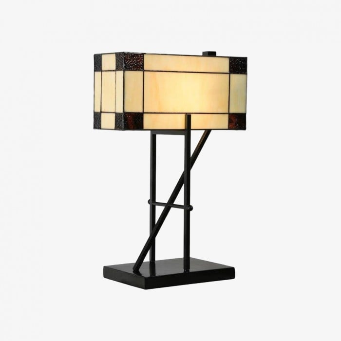 TF Manchester Table Lamp - Vintage-Inspired Stained Glass Table Light for Reading Nook or Bedroom HL2092
