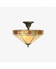Plafonnier Tiffany artisanal TF Pearl - Luminaire Art Déco en vitrail pour couloir ou salon HL2194