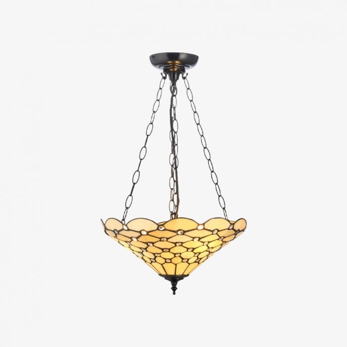 Plafonnier Tiffany artisanal TF Pearl - Luminaire Art Déco en vitrail pour couloir ou salon HL2194