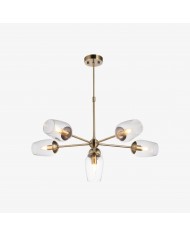 Talonis kroonluchter met meerdere lampen en stoffen armatuur - elegante gebogen metalen armen voor eet- en woonkamer HL2127