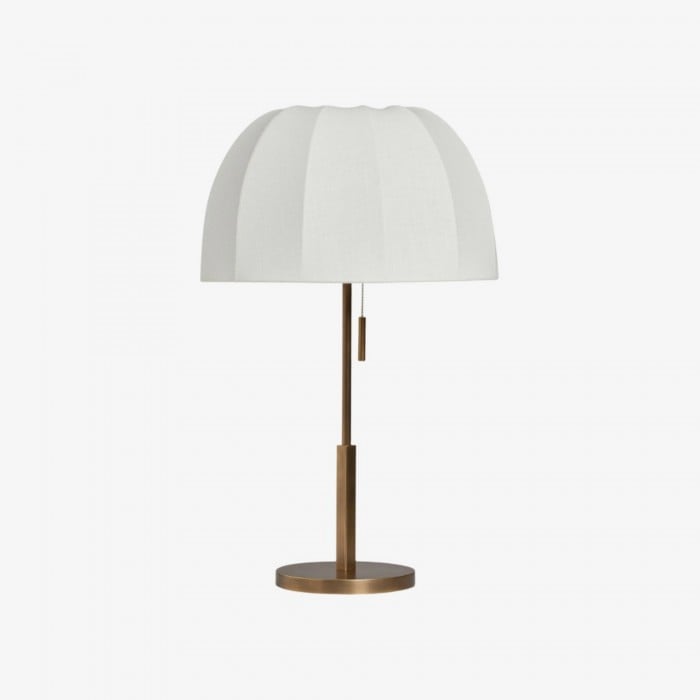 Vellaro Elegant Brass Table Lamp with Fabric Shade - Bedside Light for Contemporary Bedroom HL1877
