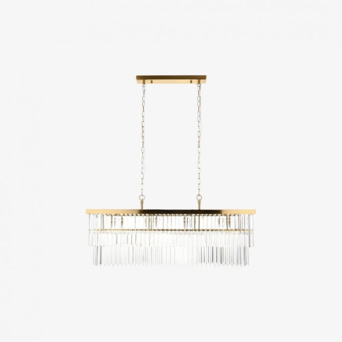 Vitralon Lineaire Hanglamp - Diamantvormige Glazen Lampenkap (Kristalhelder) - Geschikt voor Woon- en Eetkamer HL2139