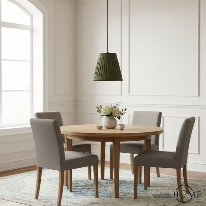 Lampada a sospensione moderna con paralume in tessuto plissettato Luvora - Elegante lampada a sospensione con decoro