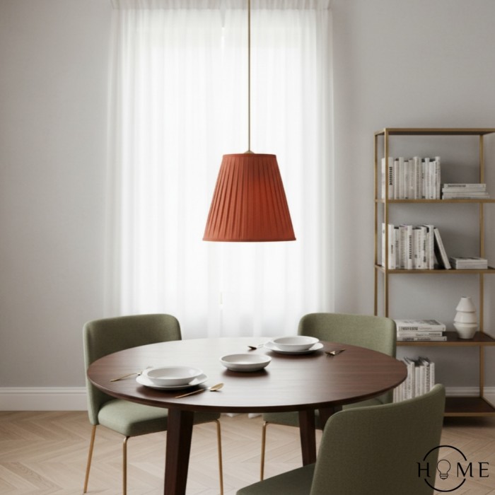 Lampada a sospensione moderna con paralume in tessuto plissettato Luvora - Elegante lampada a sospensione con decoro