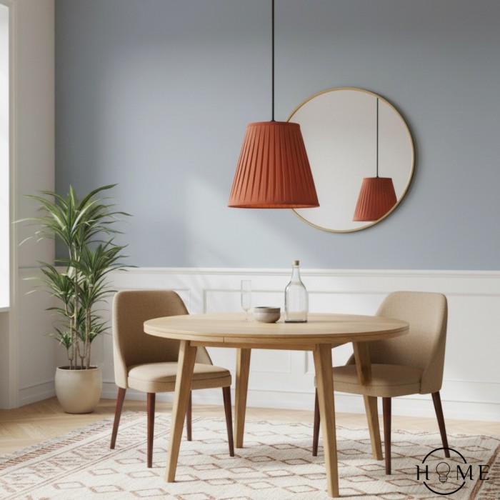 Lampada a sospensione moderna con paralume in tessuto plissettato Luvora - Elegante lampada a sospensione con decoro