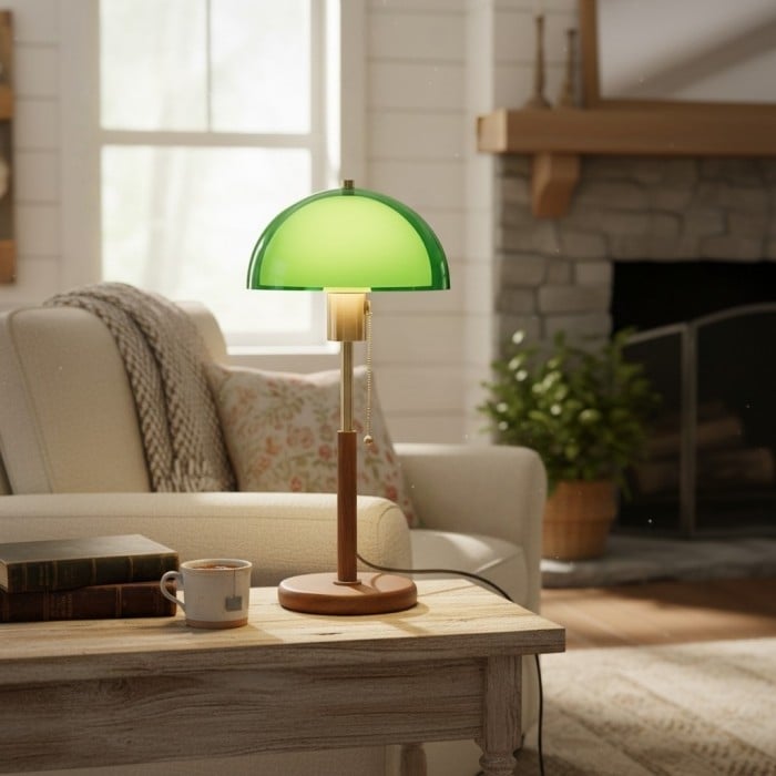 Afterglow Table Lamp Rounded Shade Bedside Accent Table Lamp - Modern Retro Style for Bedroom HL2361