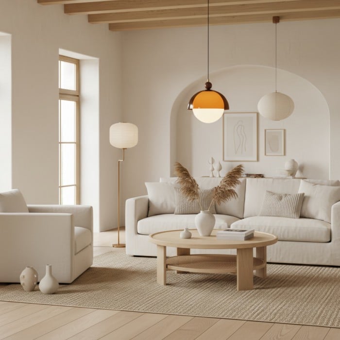 Afterglow Vintage Pendant - Hand-Blown Glass Shade Retro Pendant Lamp with Adjustable Cord for Dining Room HL2342