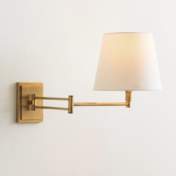 Arcuma Modern vägglampa med justerbar arm och linneskärm - Modern metallbelysning för vardagsrum HL2300