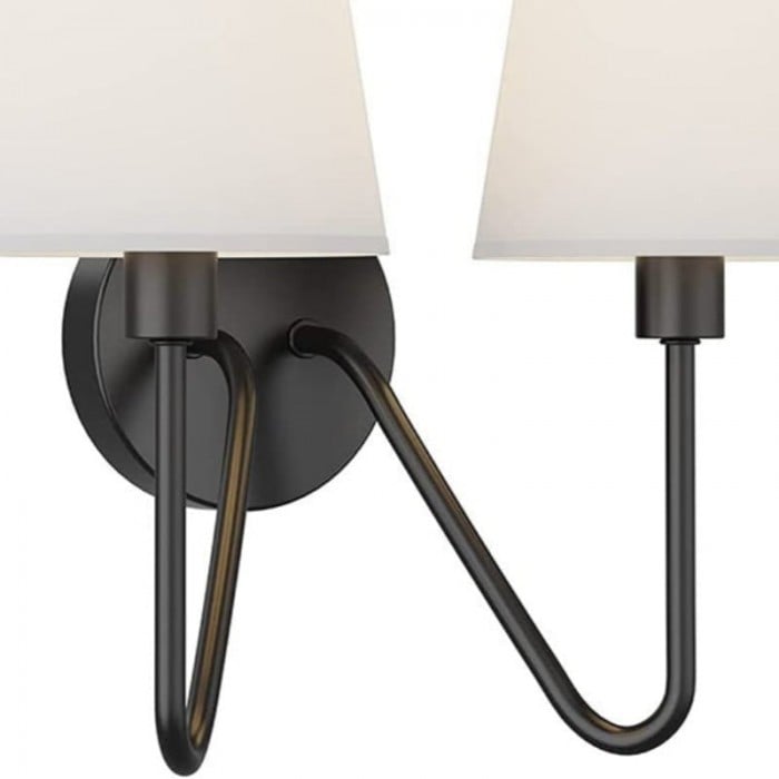 Arcuma Vintageinspirerad Vägglampa i Metall - Handgjord Tygskärm för Sovrum HL2302