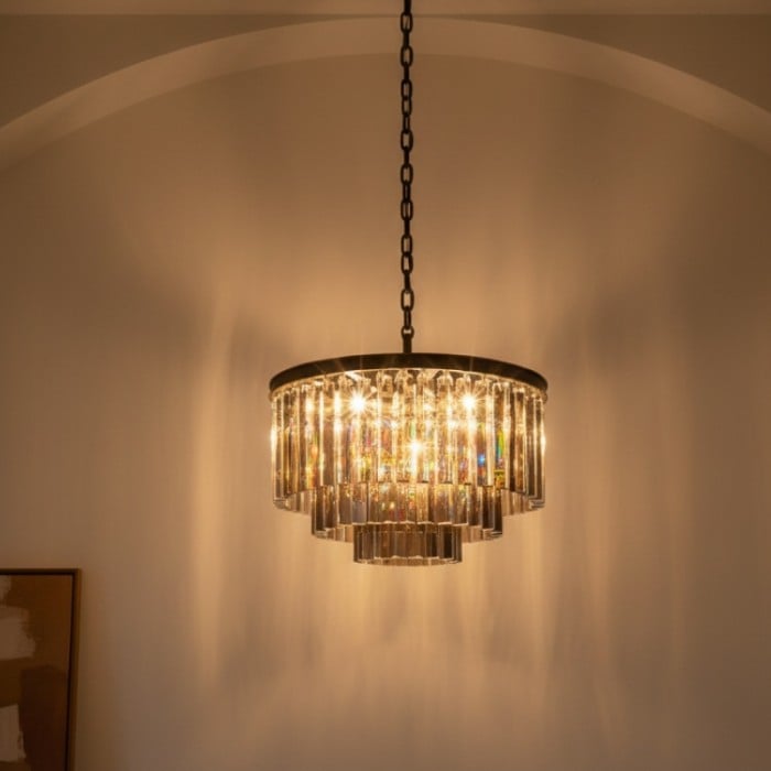 Lámpara de techo moderna Aurevon Crystal Prism con marco de metal para hogar y hotel HL2298