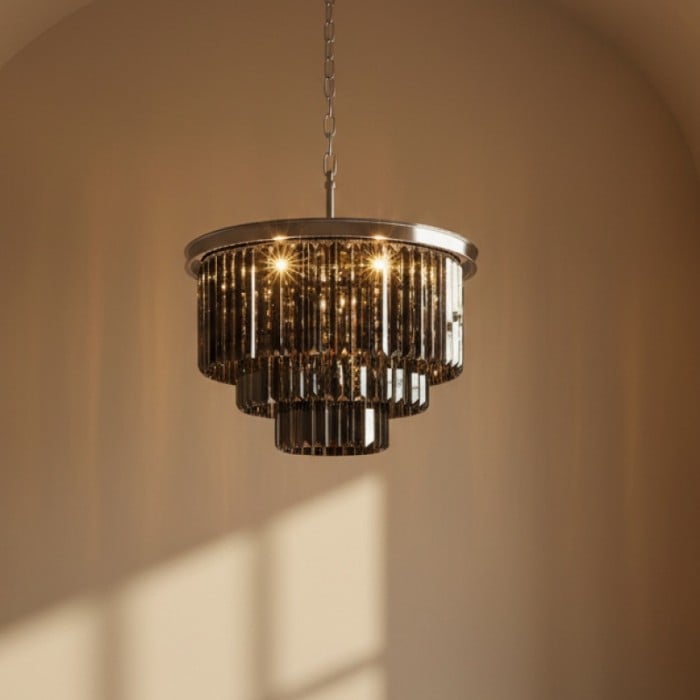 Lámpara de techo moderna Aurevon Crystal Prism con marco de metal para hogar y hotel HL2298