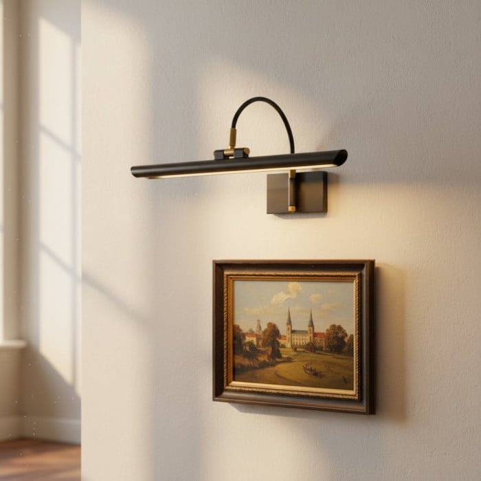 Kinkiet ścienny Aurix Picture Light – Slim Shade, metalowy, do galerii, z wykończeniem w kolorze czarnym, HL2380