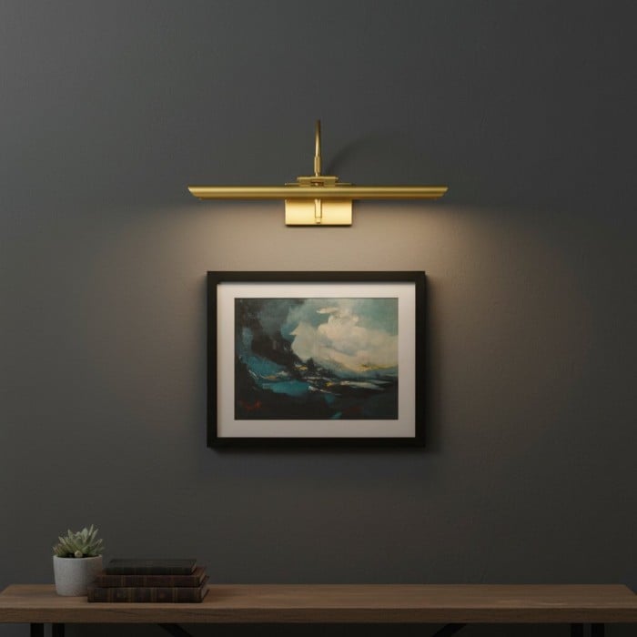 Kinkiet ścienny Aurix Picture Light – Slim Shade, metalowy, do galerii, z wykończeniem w kolorze czarnym, HL2380