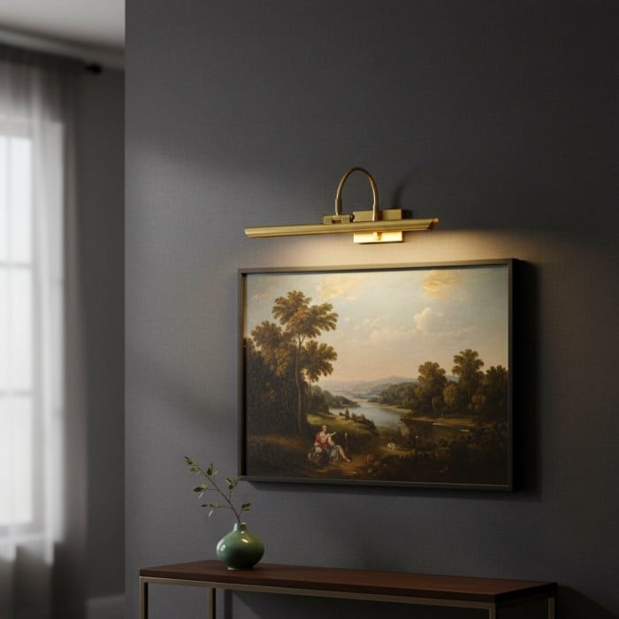 Kinkiet ścienny Aurix Picture Light – Slim Shade, metalowy, do galerii, z wykończeniem w kolorze czarnym, HL2380