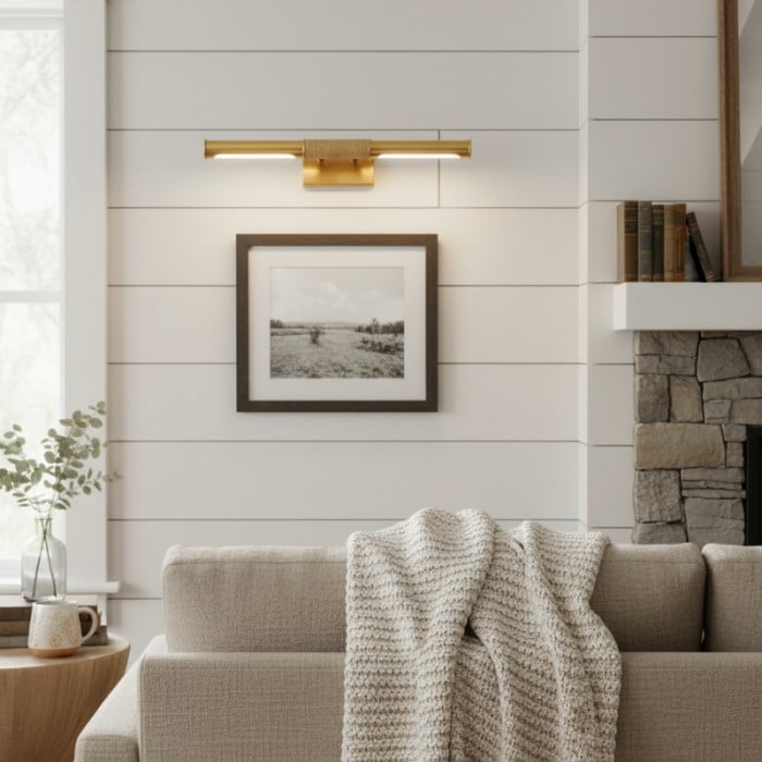 Aurix tavellampa – Smal vägglampa med inlindad mitt i bardesign i metallfinish för galleri och hall HL2374