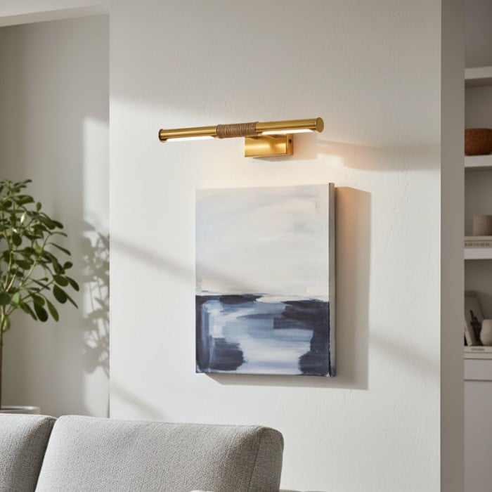 Aurix tavellampa – Smal vägglampa med inlindad mitt i bardesign i metallfinish för galleri och hall HL2374