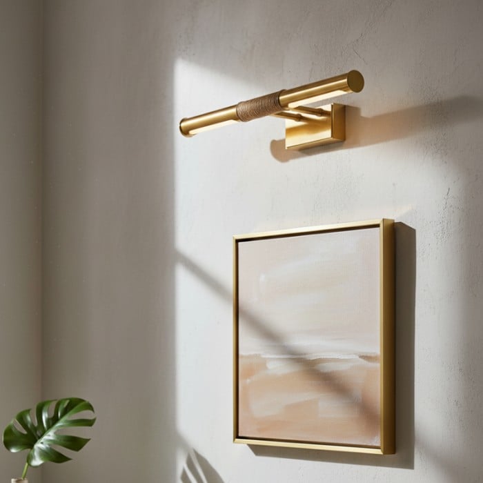 Aurix tavellampa – Smal vägglampa med inlindad mitt i bardesign i metallfinish för galleri och hall HL2374