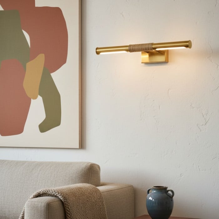 Aurix tavellampa – Smal vägglampa med inlindad mitt i bardesign i metallfinish för galleri och hall HL2374