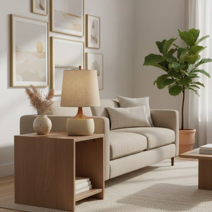 Avero Contemporary Table Lamp - Textured Ceramic Design for Living Room and Office HL2290