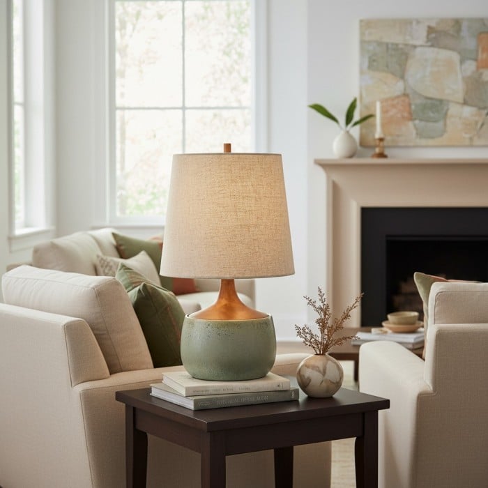 Avero Contemporary Table Lamp - Textured Ceramic Design for Living Room and Office HL2290