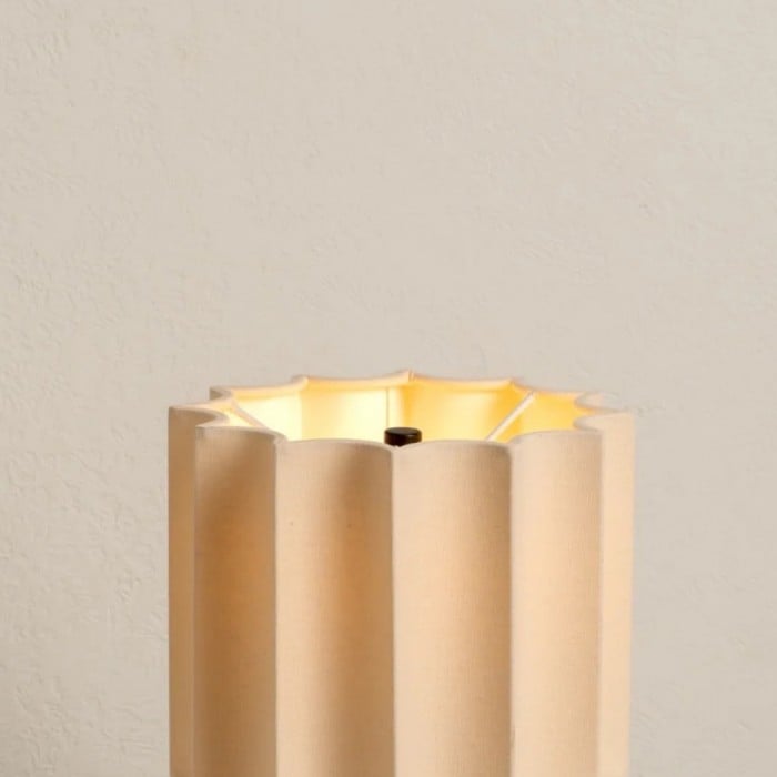 Cavilon Table Lamp with Fan-Shaped Linen Shade - Stone Finishes Suitable for Living Rooms HL2281