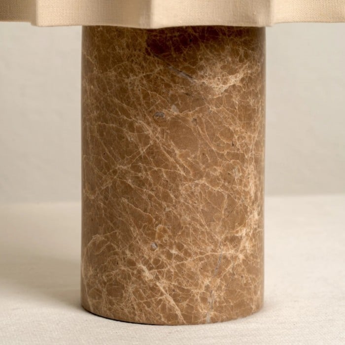 Cavilon Table Lamp with Fan-Shaped Linen Shade - Stone Finishes Suitable for Living Rooms HL2281