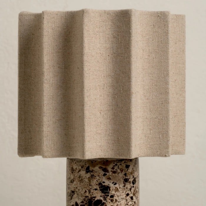 Cavilon Table Lamp with Fan-Shaped Linen Shade - Stone Finishes Suitable for Living Rooms HL2281