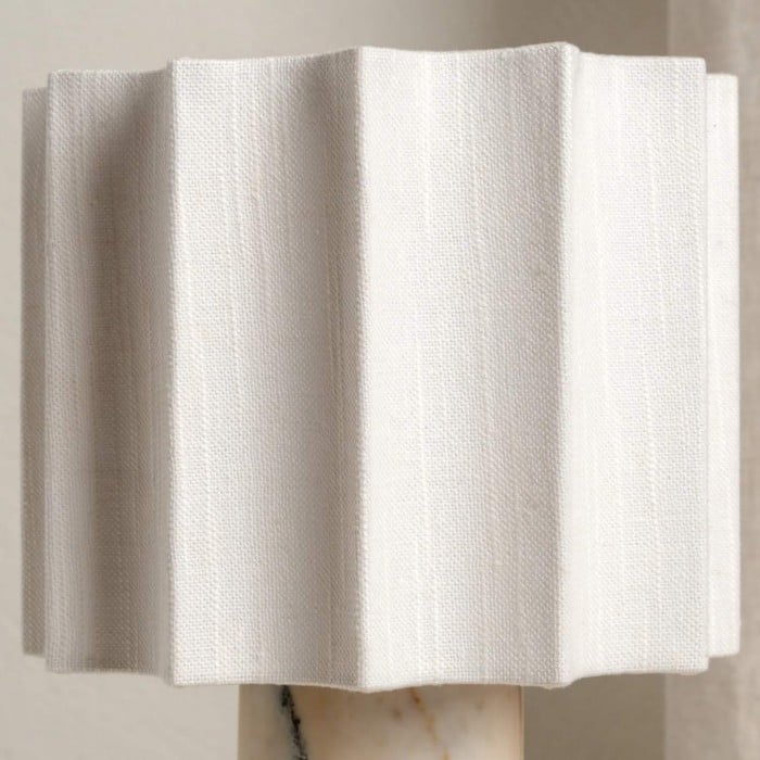 Cavilon Table Lamp with Fan-Shaped Linen Shade - Stone Finishes Suitable for Living Rooms HL2281