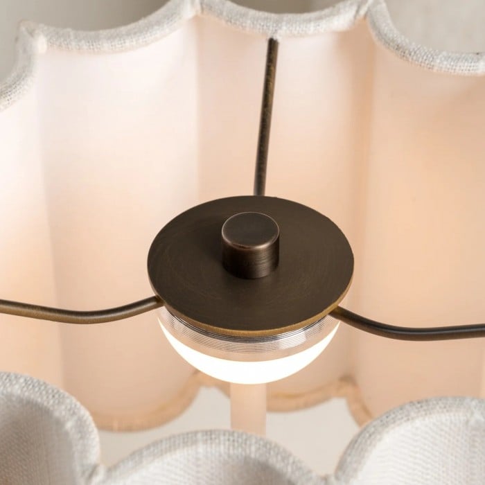 Cavilon Table Lamp with Fan-Shaped Linen Shade - Stone Finishes Suitable for Living Rooms HL2281