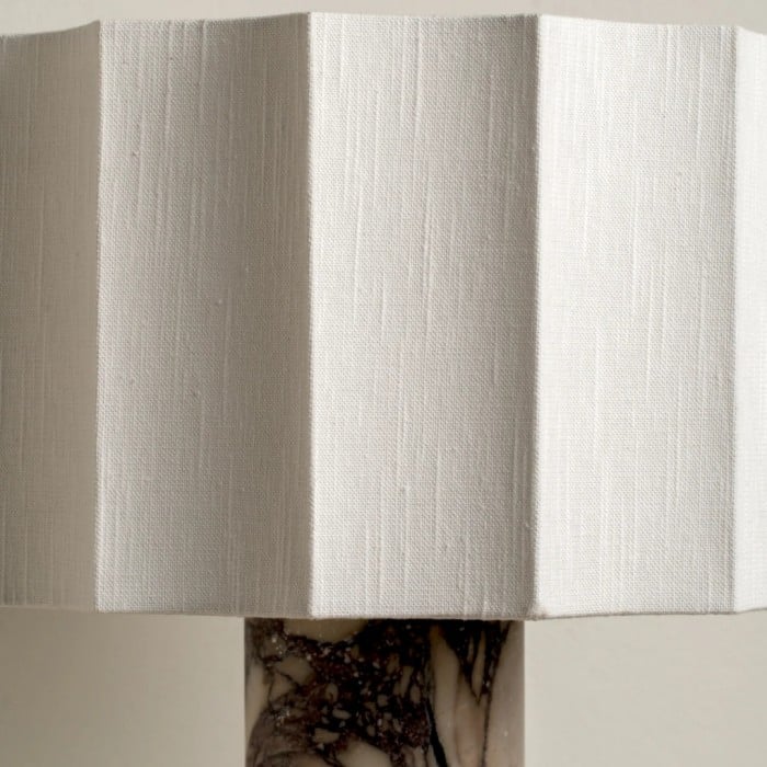 Cavilon Table Lamp with Fan-Shaped Linen Shade - Stone Finishes Suitable for Living Rooms HL2281