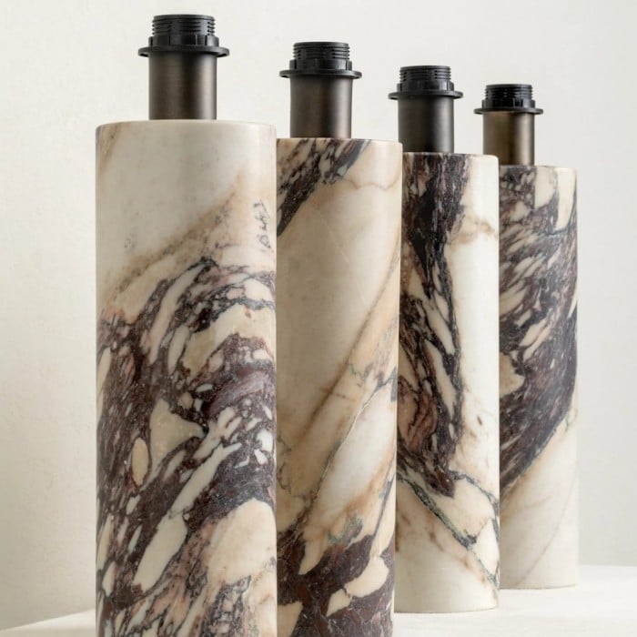 Cavilon Table Lamp with Fan-Shaped Linen Shade - Stone Finishes Suitable for Living Rooms HL2281