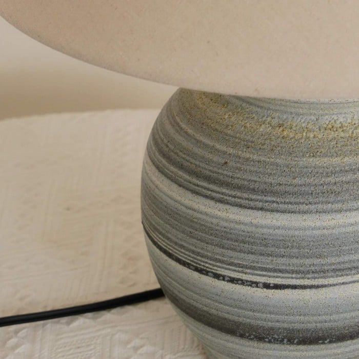 Ceravine Rustic Ceramic Base Table Lamp with Conical Fabric Shade – Elegant Accent Lighting for Home HL2364