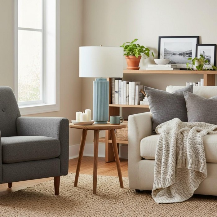 Ceruna Minimalistische Keramische Tafellamp - Keramische voet met linnen lampenkap HL2401