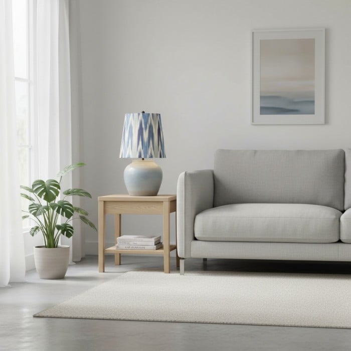 Lampe de chevet moderne en céramique Ceruna avec abat-jour en lin – Éclairage élégant pour chambre et salon HL2402