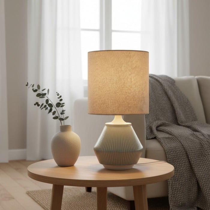 Ceruna Ripple Ceramic Table Lamp – Modern Design Minimalist Style Lighting Perfect for Living Room Bedroom Office HL2392