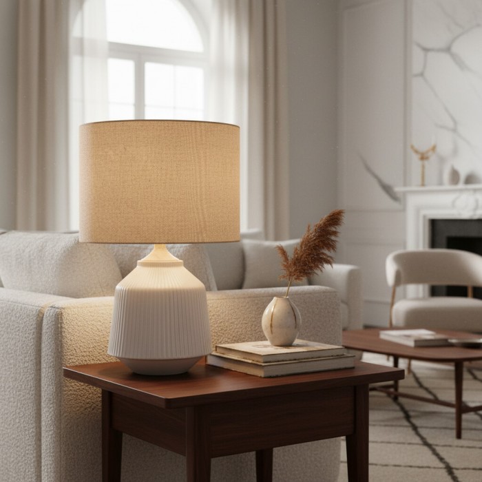 Ceruna Ripple Ceramic Table Lamp – Modern Design Minimalist Style Lighting Perfect for Living Room Bedroom Office HL2392